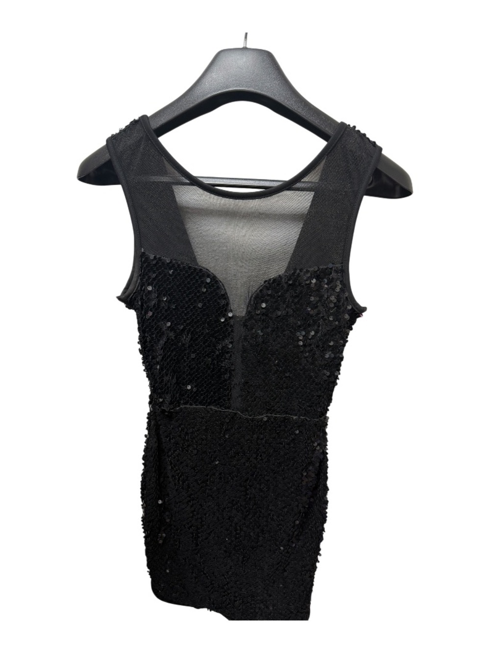 Black Sequin Mesh Mini Dress